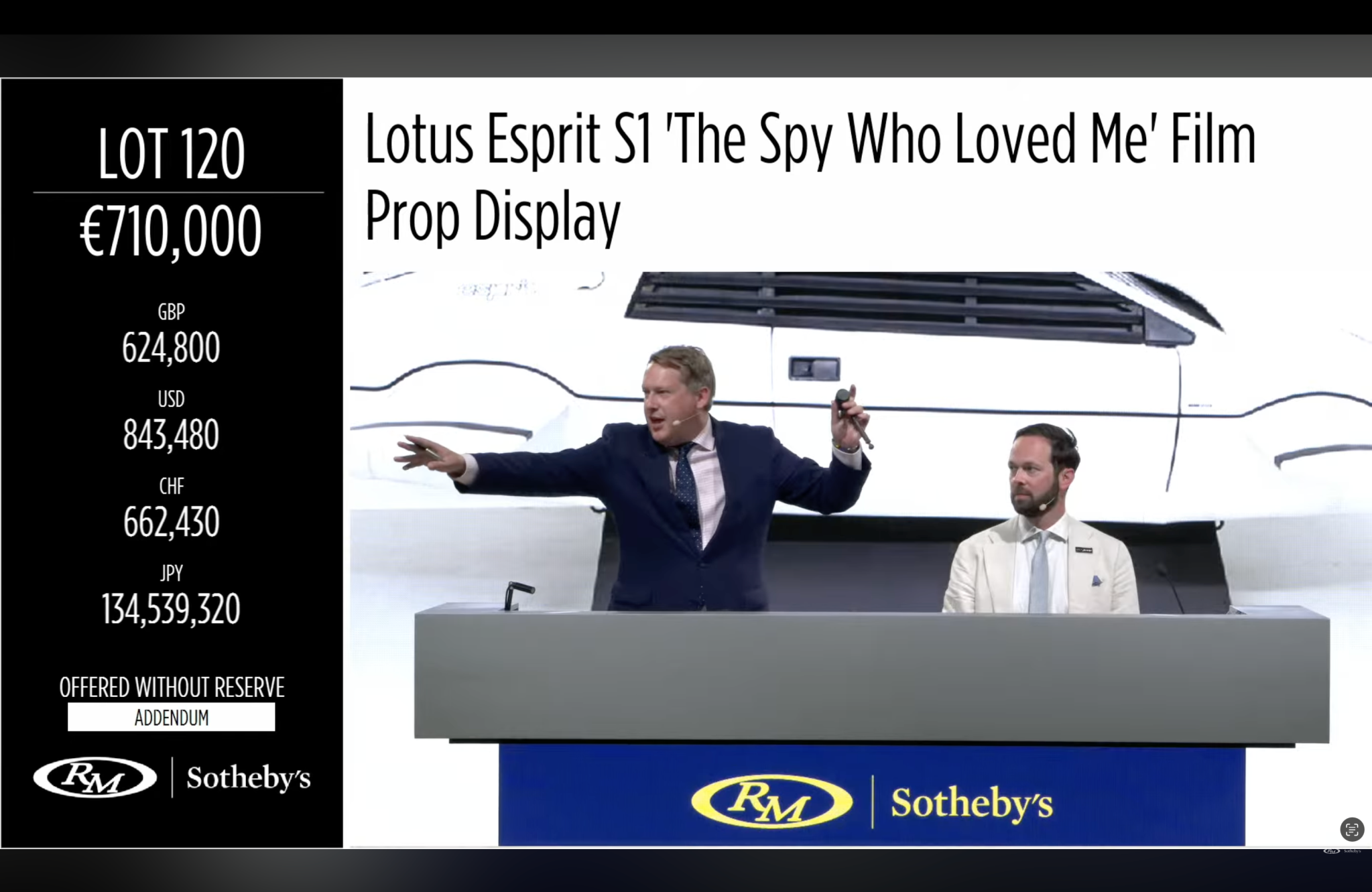 RM Sotheby’s Sells a Lotus Esprit Submarine Prop at The Monaco Sale